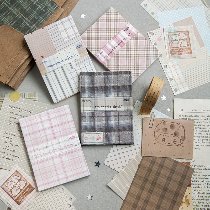 Pattern Tissue Paper - 50pcs Creative Plaid Decor Scrapbook Vintage
