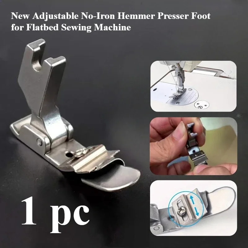Sewing Machine Fabric - Adjustable No-Iron Hemmer Foot for Flatbed