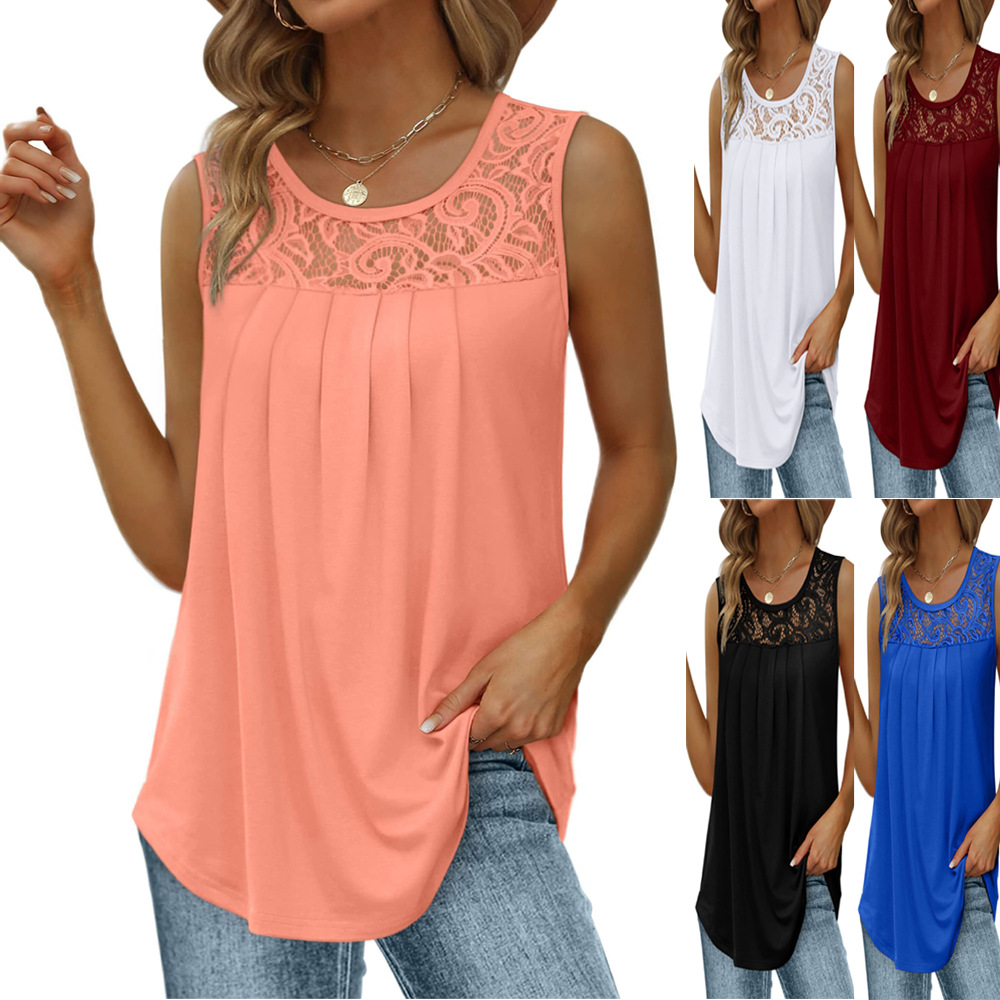 Sewing Vest - Women's Sleeveless Lace Patchwork Blouses 2026