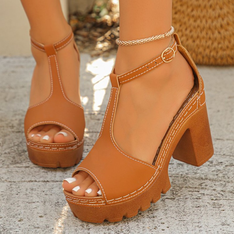 Sewing New - Women's Retro Fishmouth Solid Color High-heeled