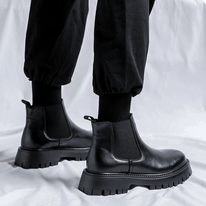 Sewing Nylon - Chelsea Boots Fashion Leather Gentleman Shoes