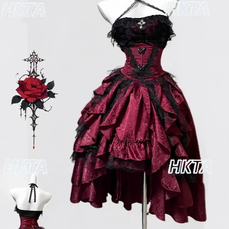 Sewing Vest - Dark Gothic Style Halter Long Skirt