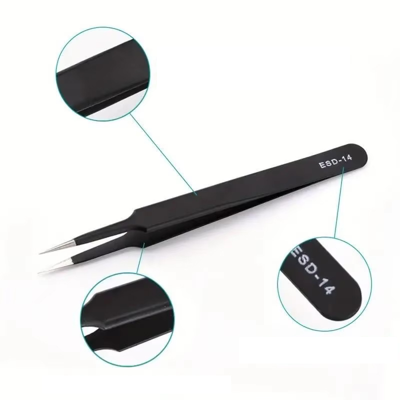 Sewing Repair - 6pcs Precision ESD Tweezers Stainless Steel