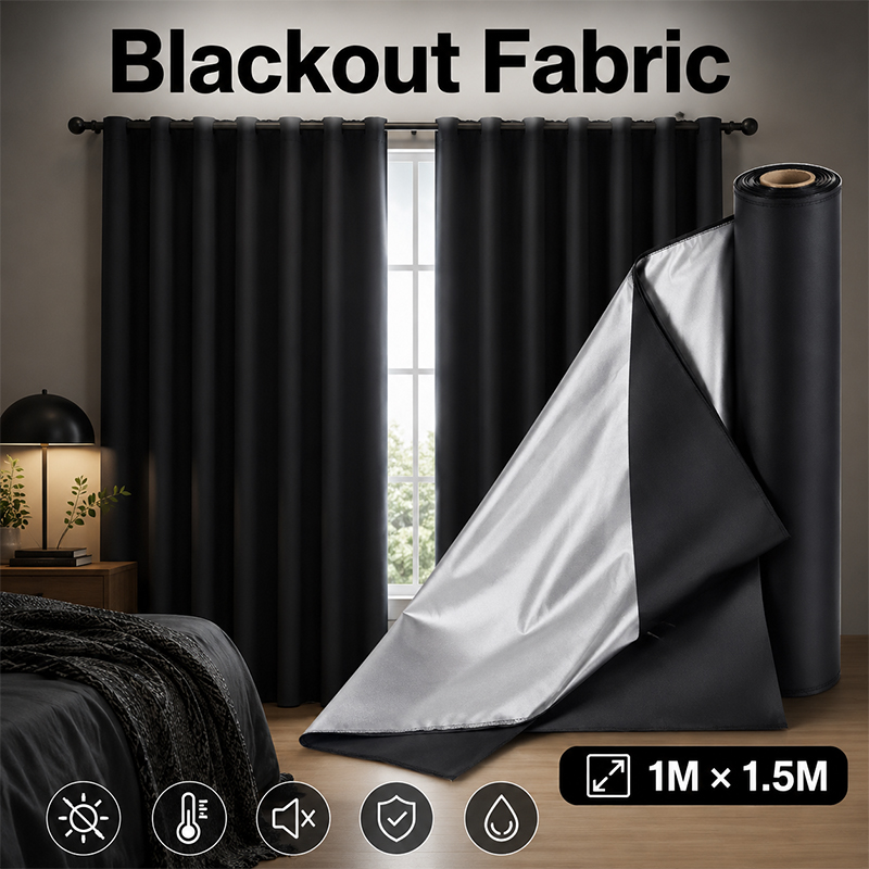 1m Black Silver Coated Blackou - Sewing Fabric recension och pris