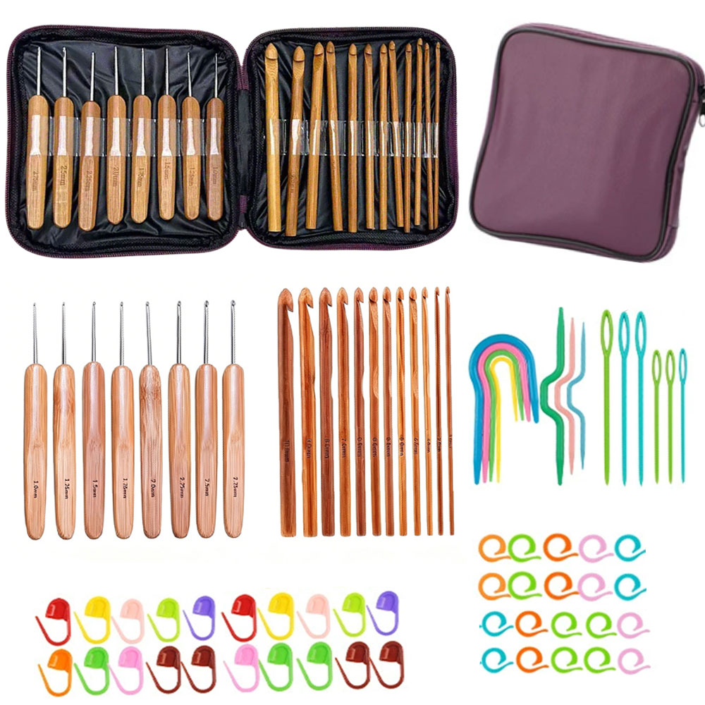 74pcs Bamboo Crochet Hooks Set - Sewing Necessities recension och pris