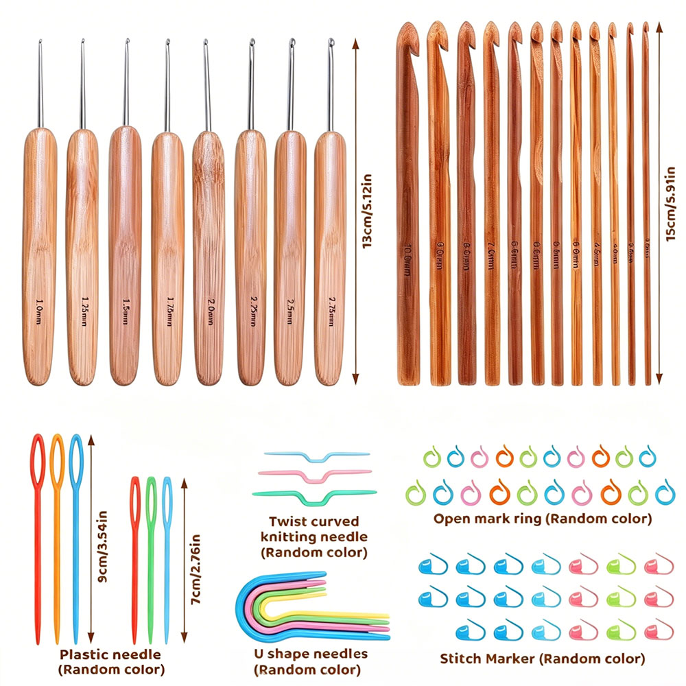 74pcs Bamboo Crochet Hooks Set - Sewing Necessities recension och pris