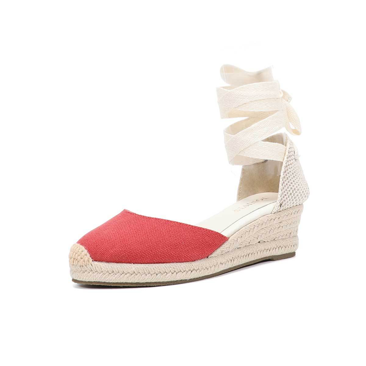 Women Wedge Espadrilles Lace U - Sewing Fabric recension och pris