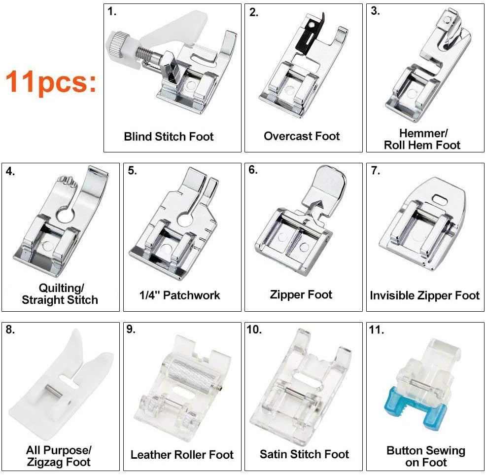 11Pcs Presser Feet Set - Walki - Rolled Hem Foot recension och pris