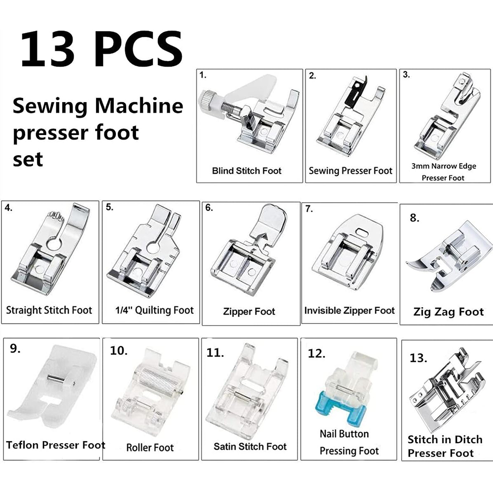 13 PCS/Box Presser Foot Set Ro - Zipper Foot Presser recension och pris